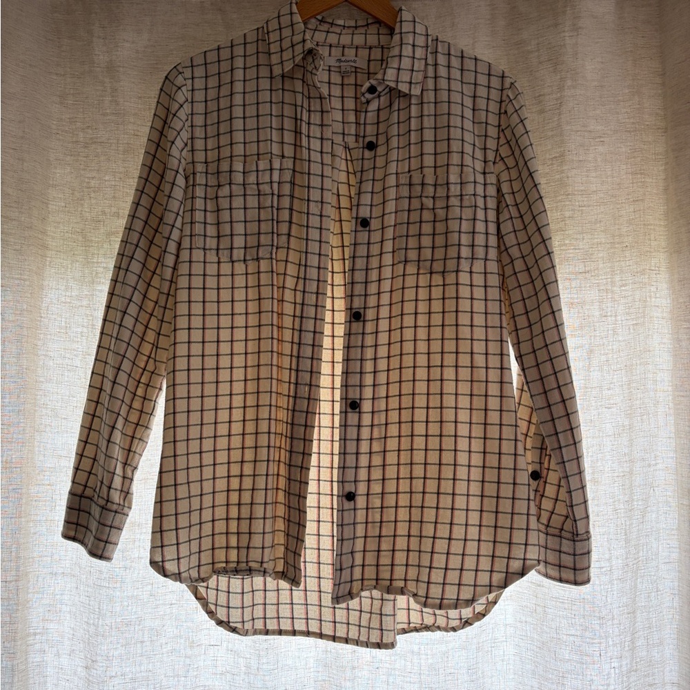 Madewell Small Cream Flannel Button-Up Shirt